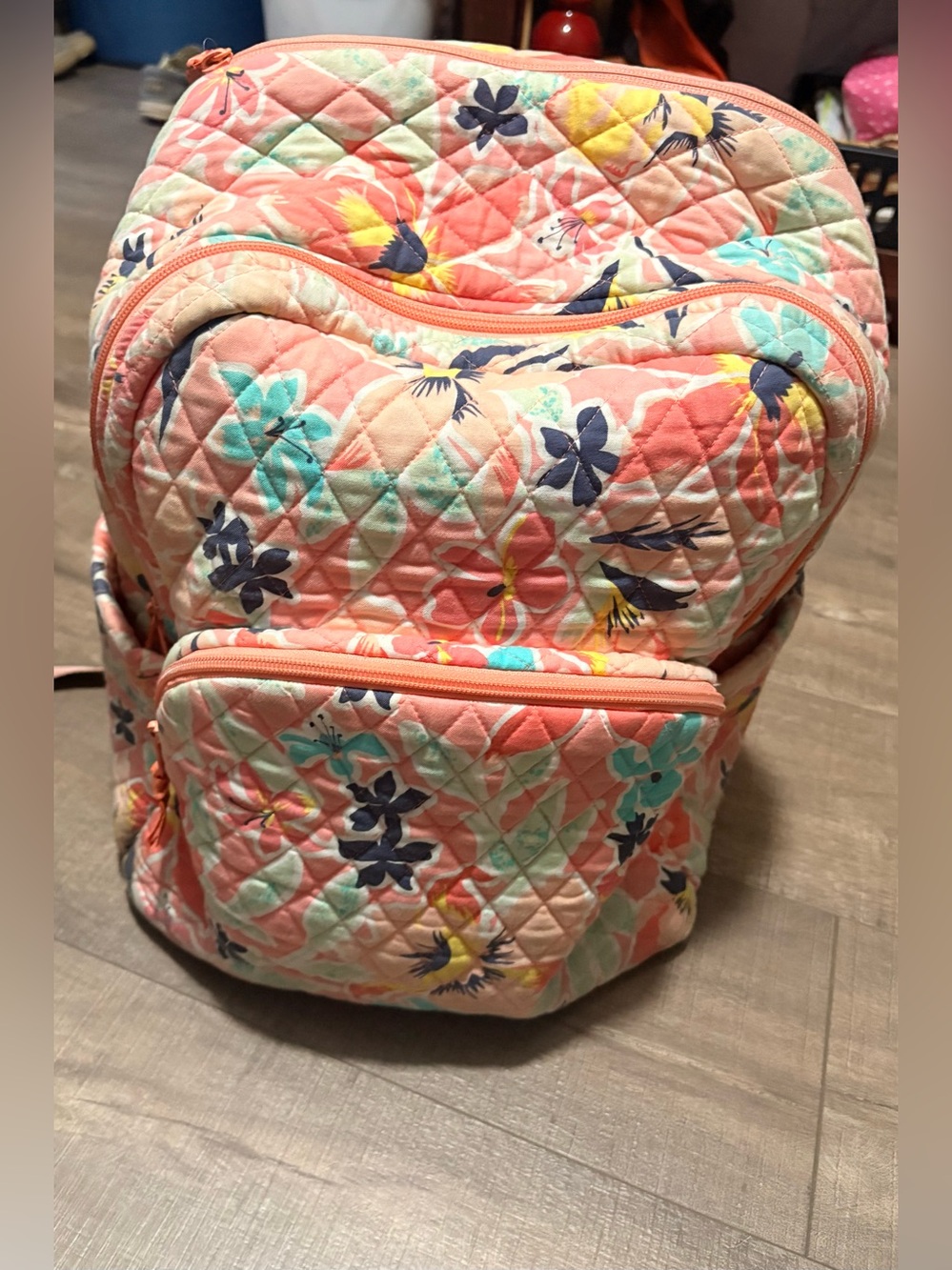 Vera Bradley Floral Quilted Backpack - Coral Multi